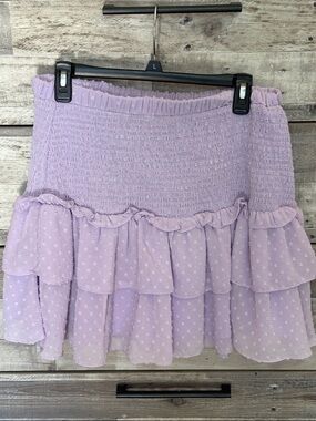 Free the Roses Lilac Smocked Tiered Ruffle Mini Skirt